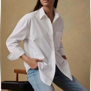 FAHERTY Coastal Poplin Organic Cotton Shirt White Size Large NWOT